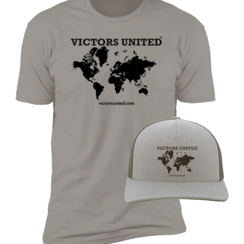 VictorsUnited.com – Light Grey World Map T Shirt & Cap Bundle